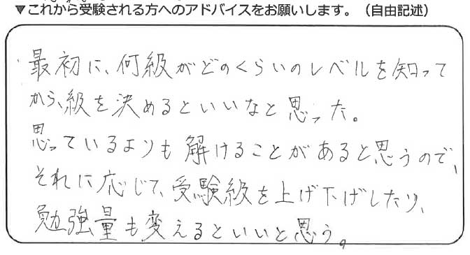 ビジネスマナー検定試験 準2級合格者アンケート 女性 専門学校生